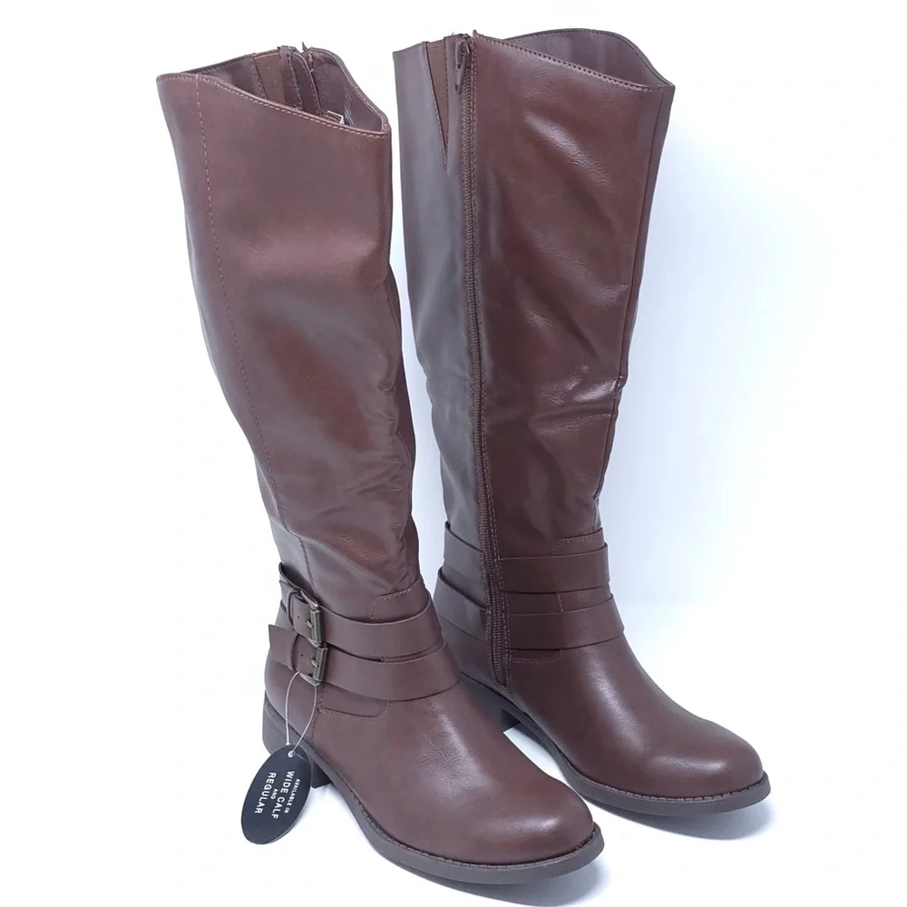 Style & Co MaliaWC Boots Brown Faux Leather Wide-Calf - Picture 2 of 12